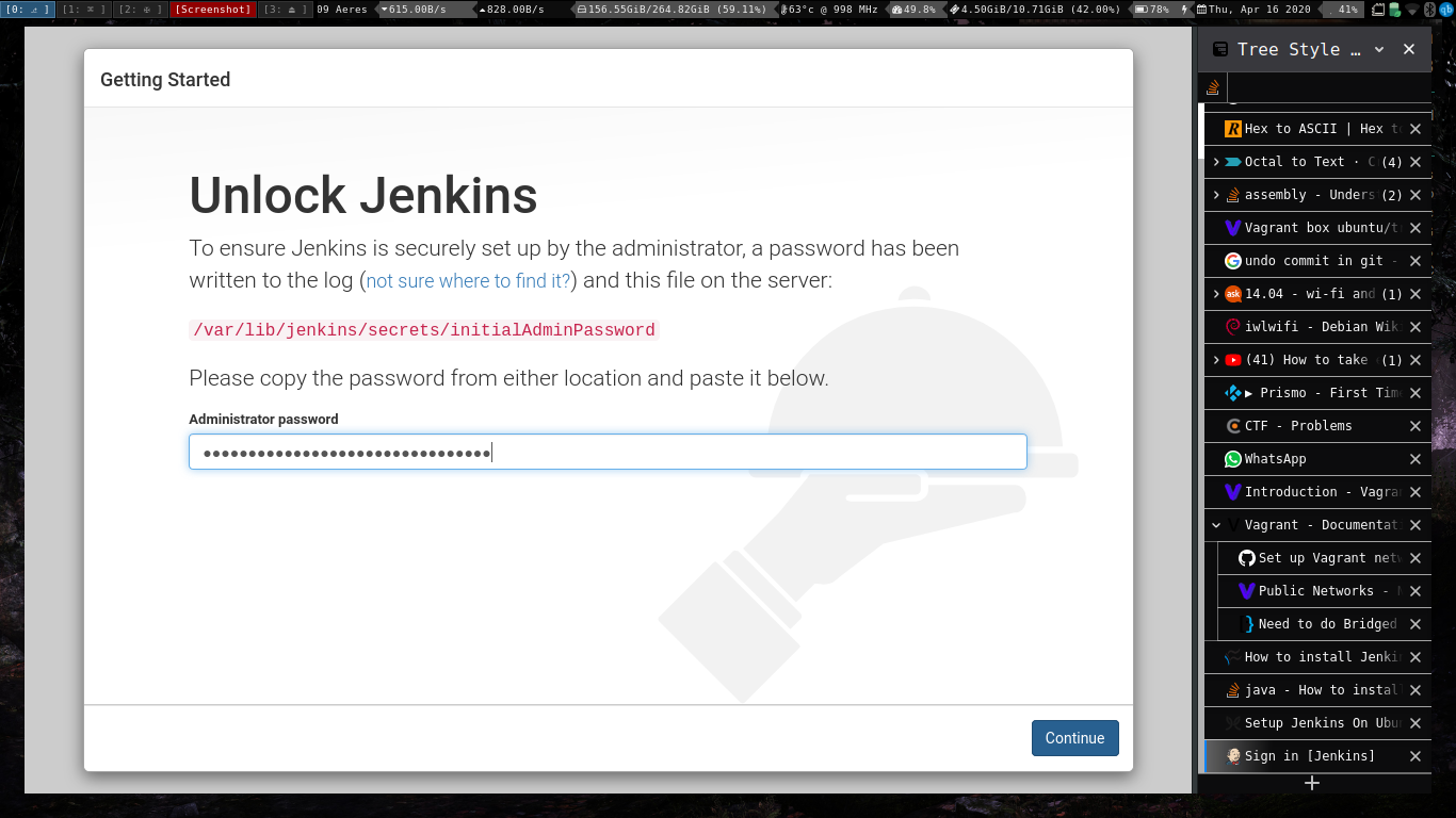 jenkins Unlock page